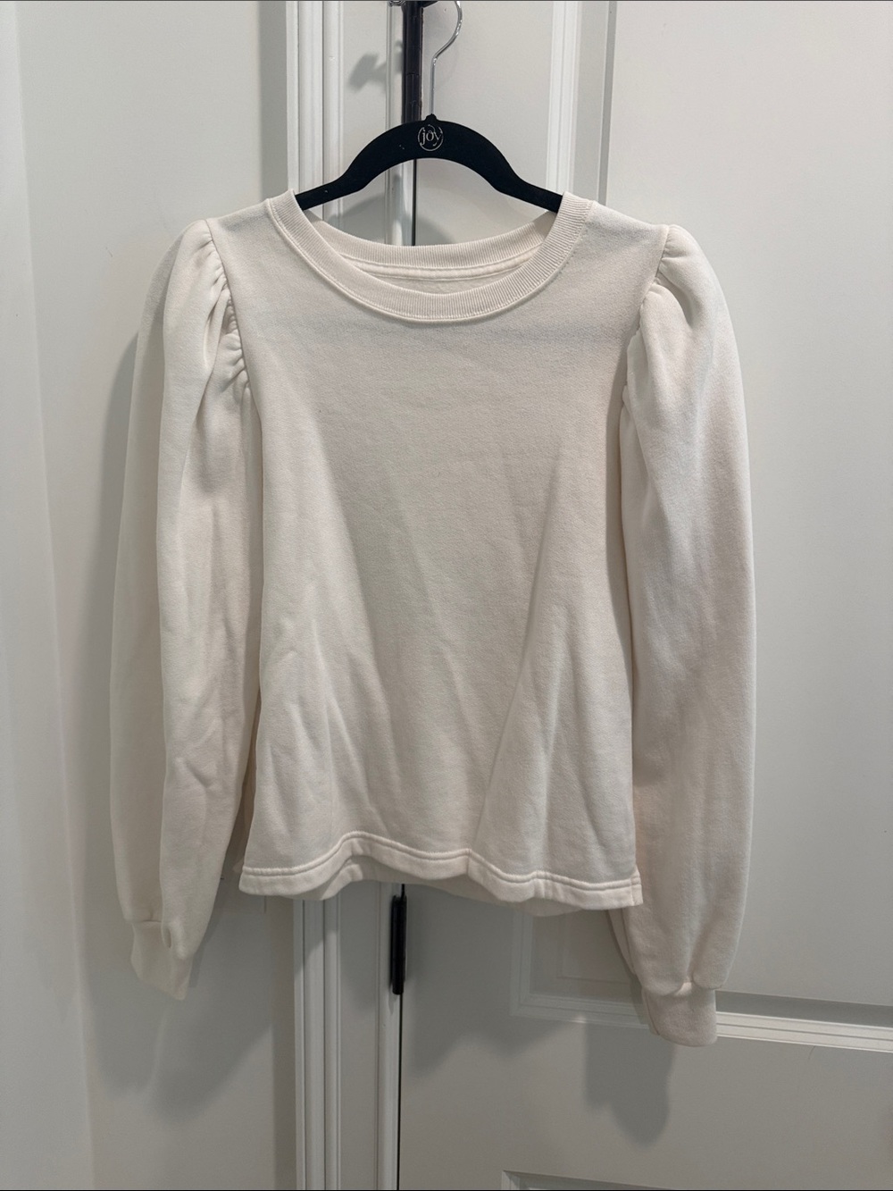 Abercrombie & Fitch Cream Puff-Sleeve Crew Sweatshirt